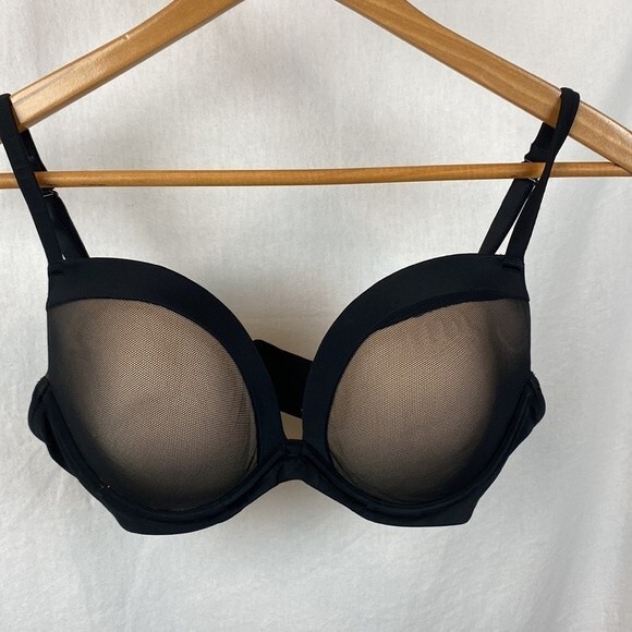 Le Mystere Black Netted Contour Underwire Bra 34D - Picture 1 of 5
